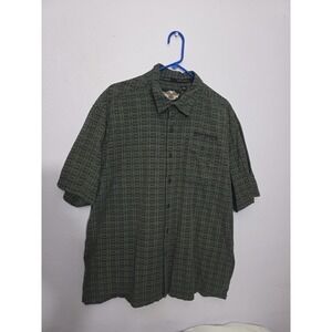 Harley-Davidson Men's 2XL Green Button Down Shirt – All-Over Print – Embroidered